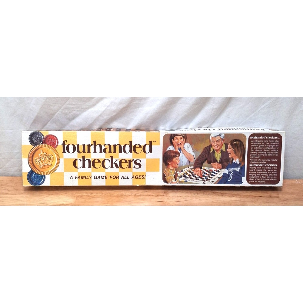 Four Handed Checkers Vintage Game Original Box with Instructions Complete Set